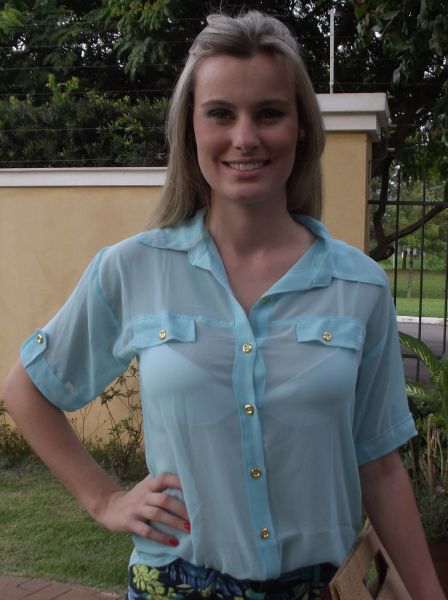 camisa chiffon azul candy color